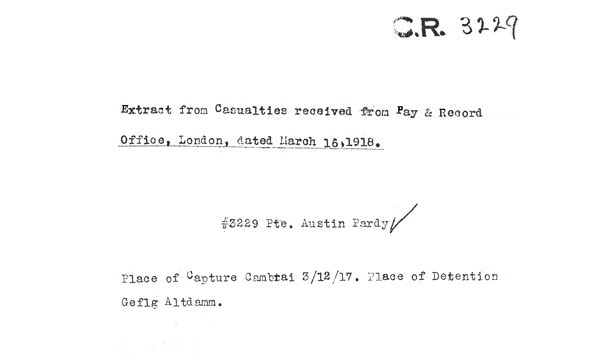Notification of POW